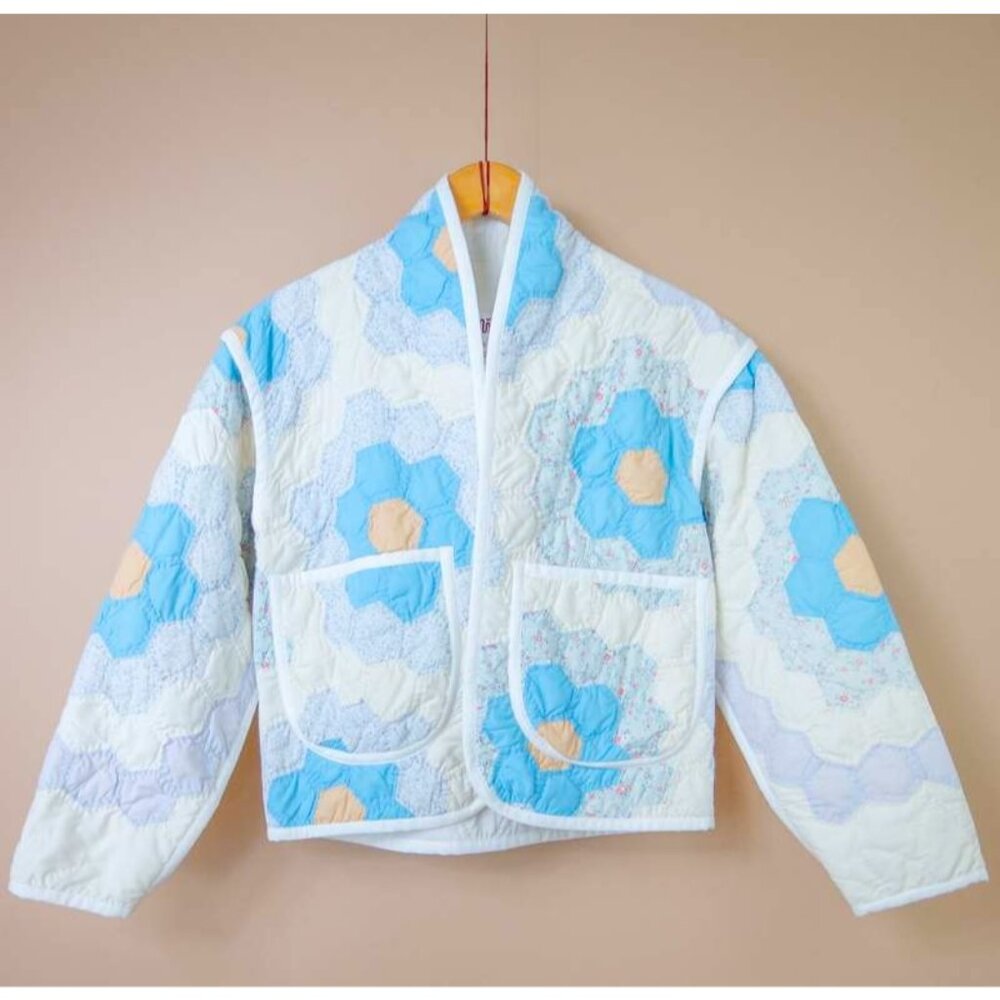 Jess Meany Garden Juniper Cropped Coat - Blue - Size S